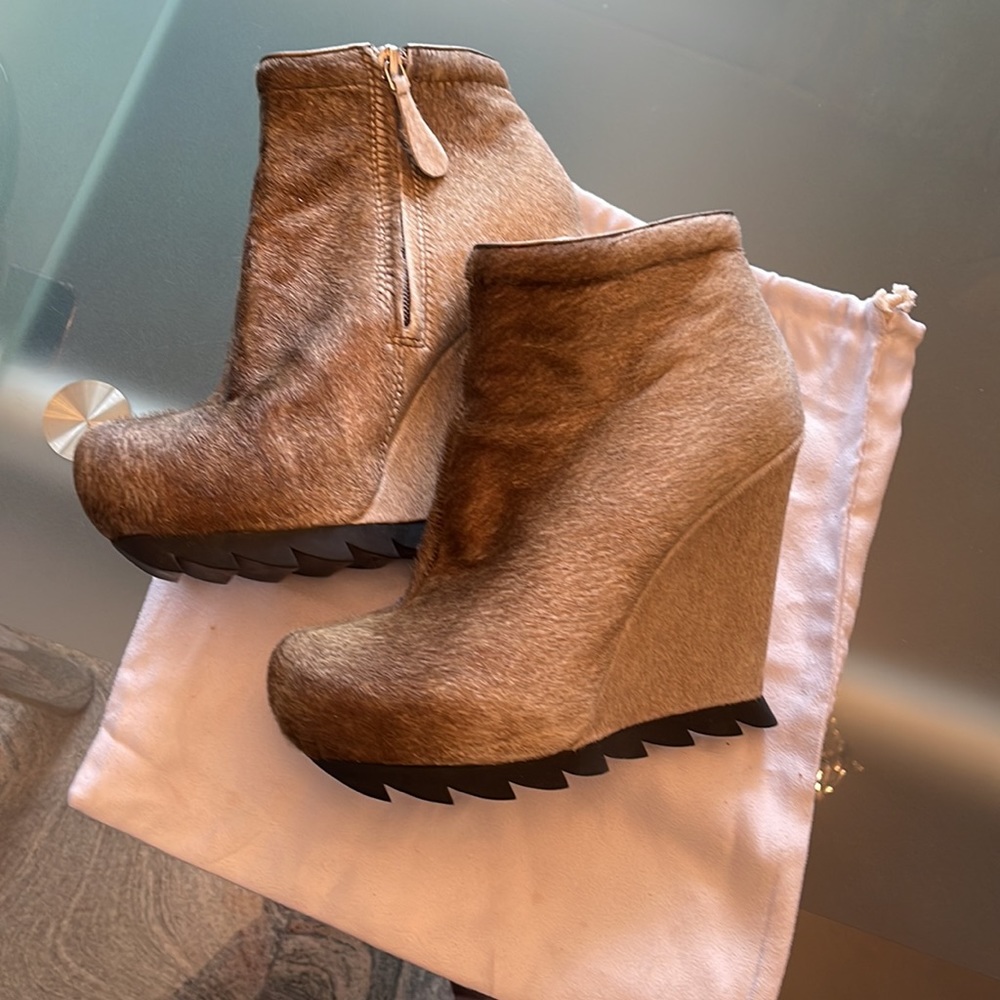 Camilla Skovgaard,Ponyhair SAW SOLE Platform Boots . 5” Wedge Ankle.